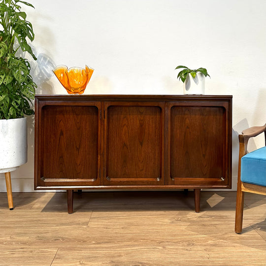 Mid Century Walnut Sideboard LP Record Cabinet by Chiswell