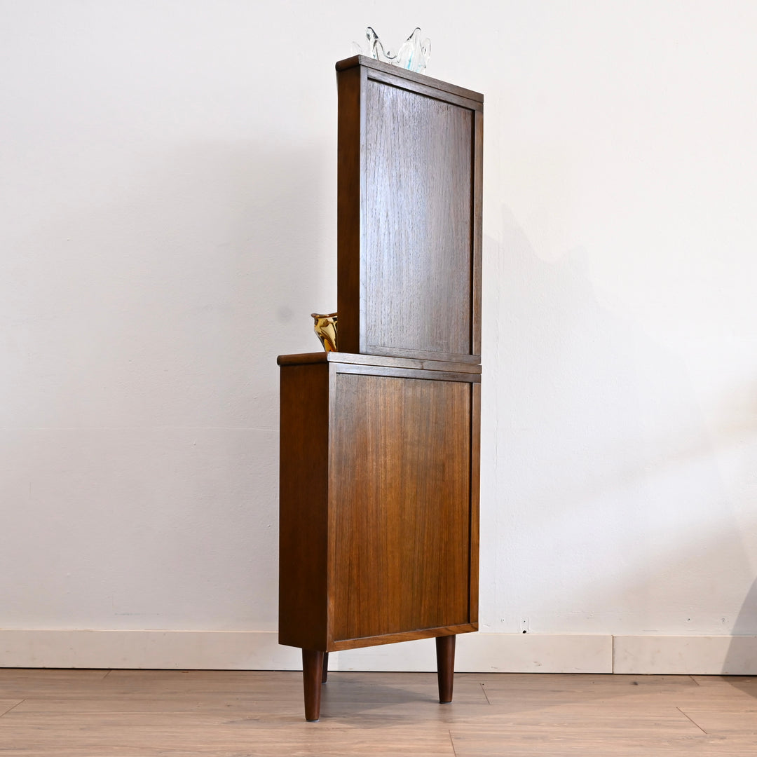 Mid Century Walnut Sideboard Corner Cabinet Bookshelf by Chiswell