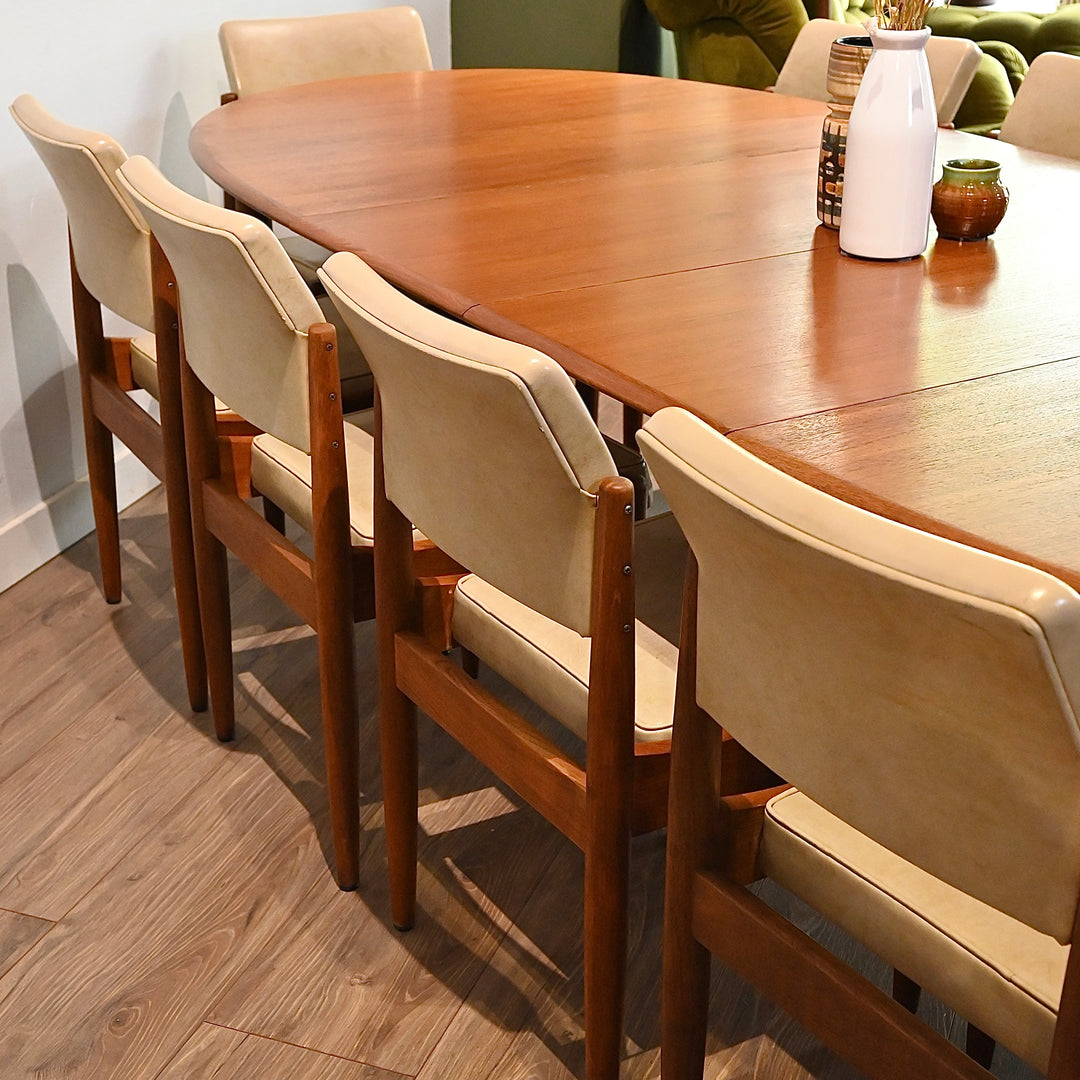 Parker Mid Century Teak Oval Extendable Dining Table