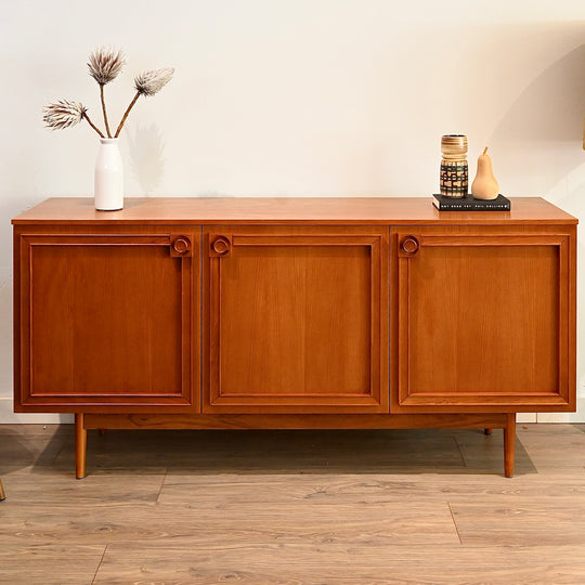 Mid Century Teak Sideboard Buffet LP Record Cabinet by Burgess