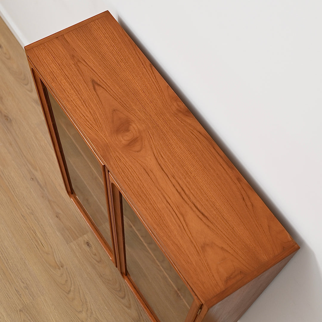 Parker Teak Glass Display Cabinet Sideboard Credenza
