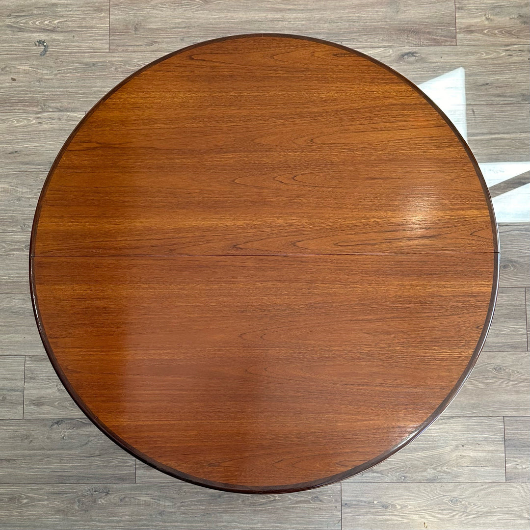 Mid Century Dining Suite G-Plan Round Extension Table and 6 x Chiswell Black Vinyl Dining Chairs