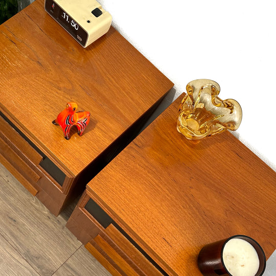 Mid Century Retro Teak Bedside Tables by Macrob