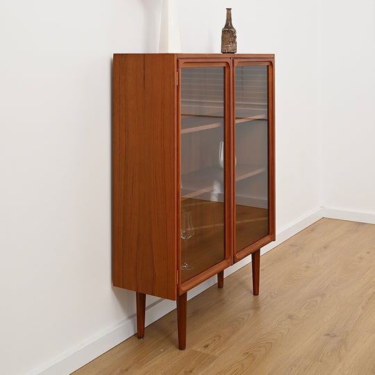 Parker Teak Glass Display Cabinet Sideboard Credenza