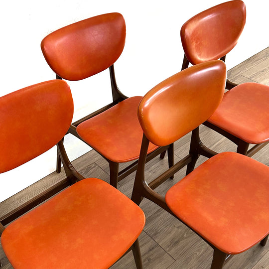 4x Mid Century Orange Vinyl DIning Chairs by Elite