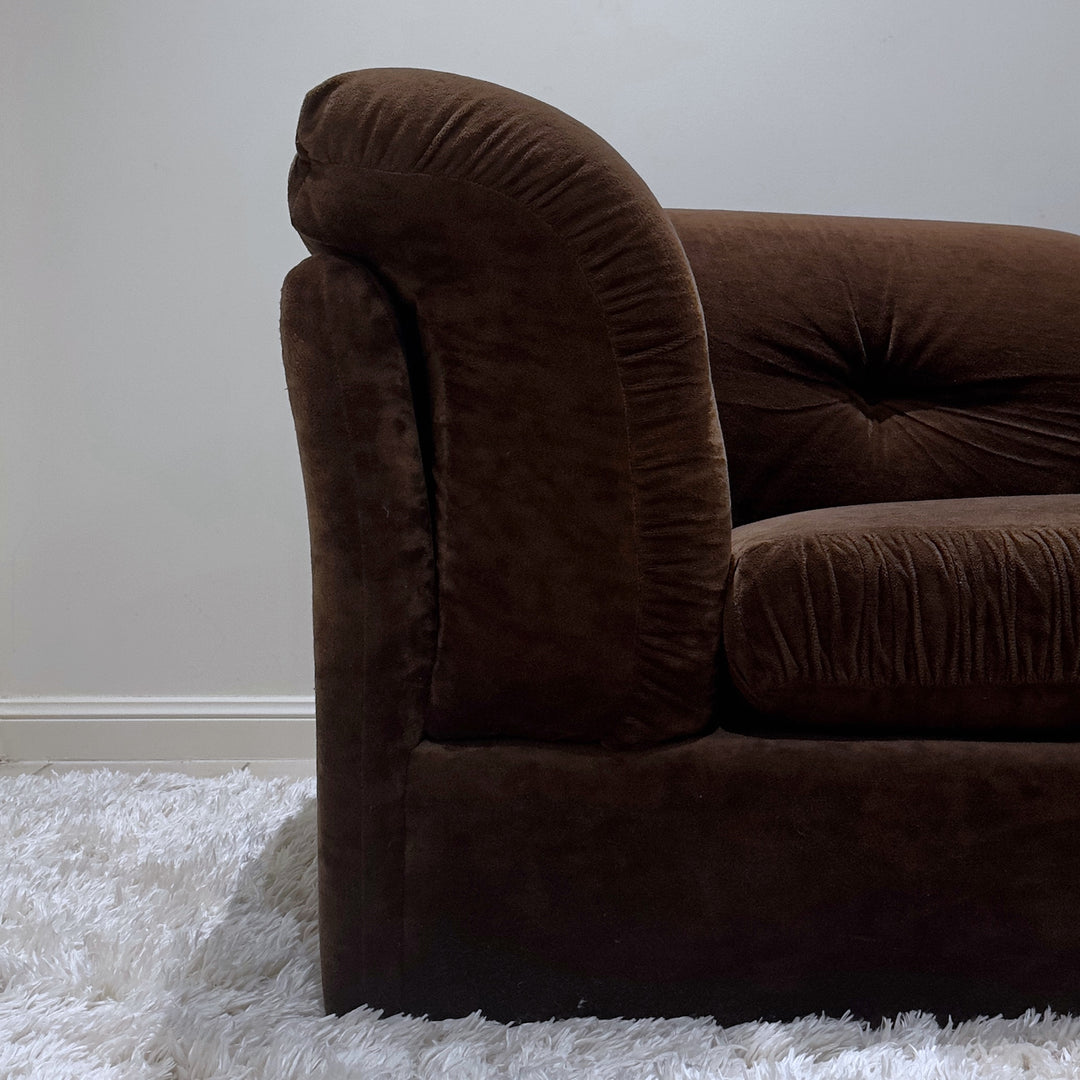 Mid Century 1970s Brown Velvet Modular Lounge Suite by Arana Furniture