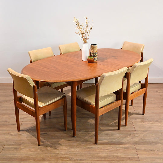 Parker Mid Century Teak Oval Extendable Dining Table