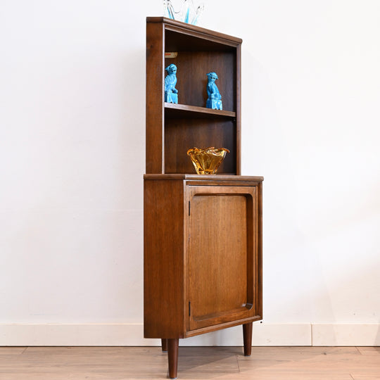 Mid Century Walnut Sideboard Corner Cabinet Bookshelf by Chiswell