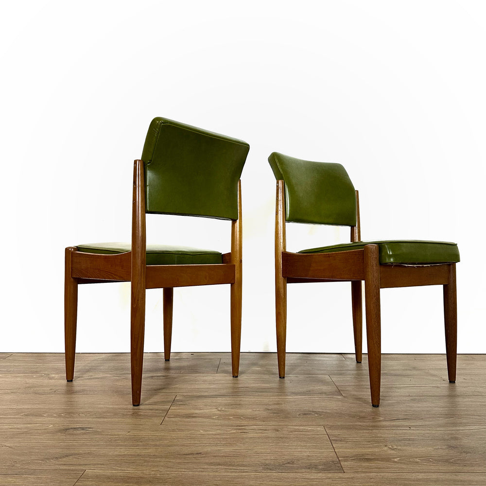 7x Chiswell Green Vinyl Dining Chairs Mid Century