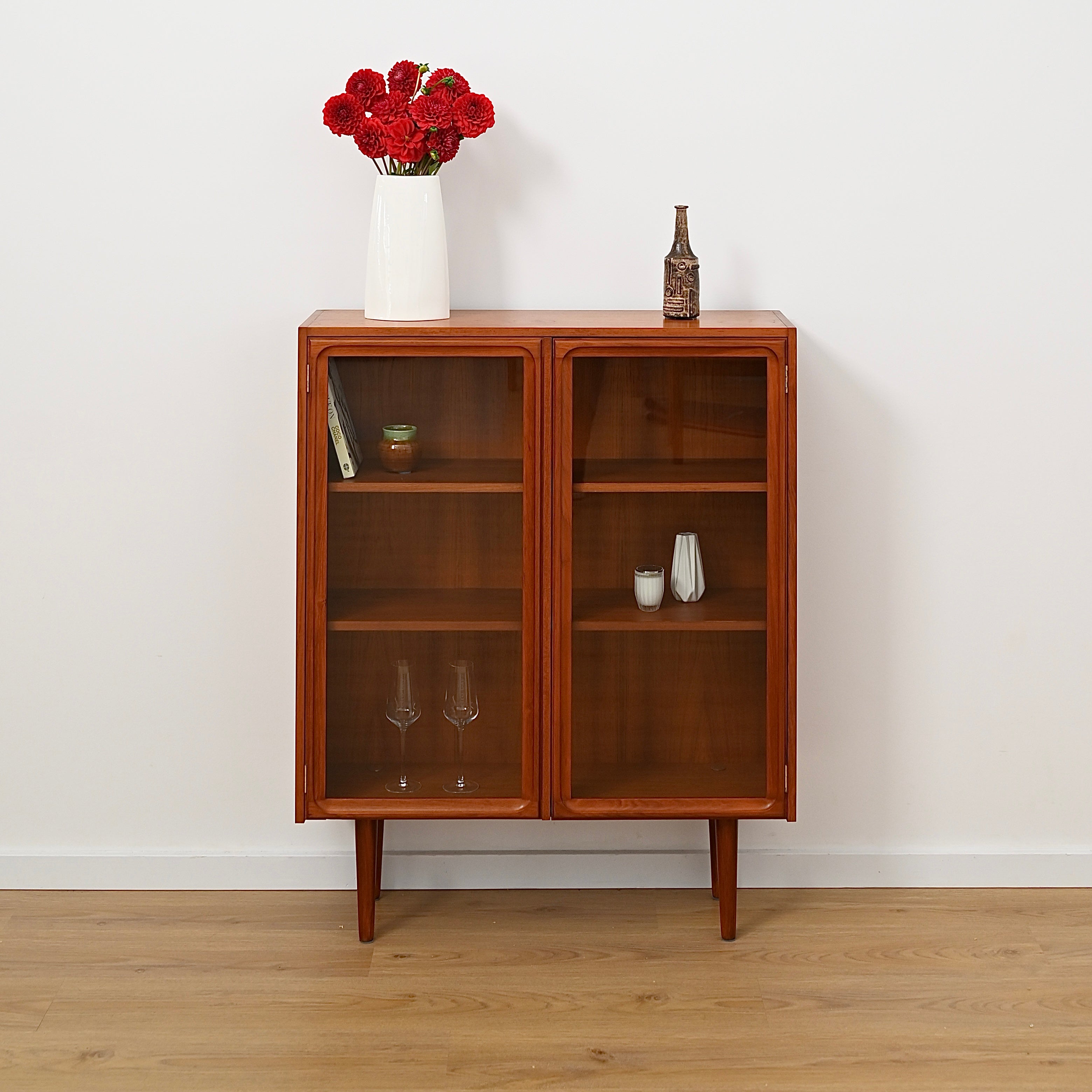 Parker Teak Glass Display Cabinet Sideboard Credenza