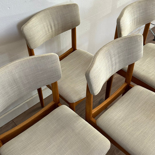 4 x Mid Century Teak Beige Upholstery Dining Chairs by Chiswell