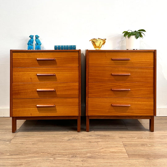 Mid Century Teak Bedside Table Pair by Parker