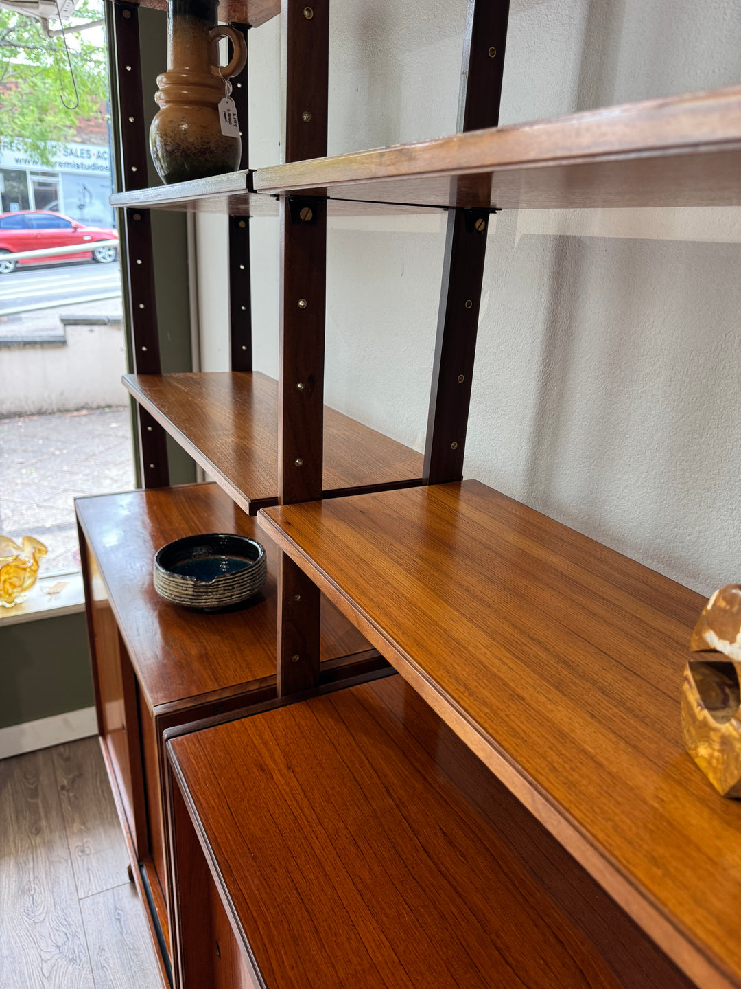 Mid Century Italian Ladderax Style Teak Wall Unit