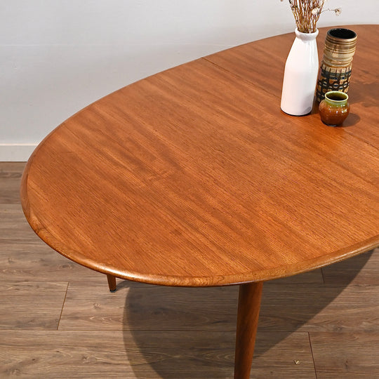 Parker Mid Century Teak Oval Extendable Dining Table