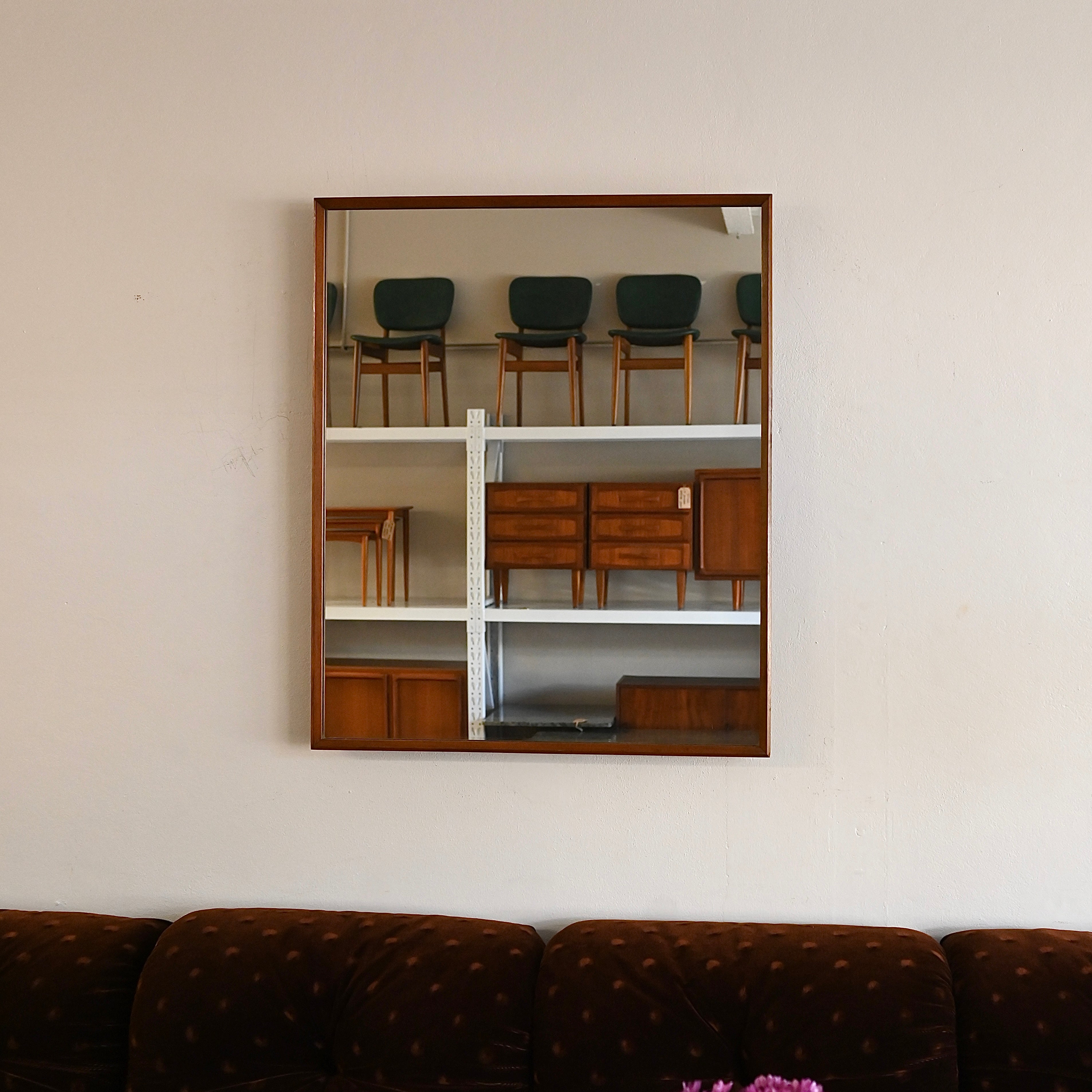 Mid Century Teak Wall Mirror by Berryman