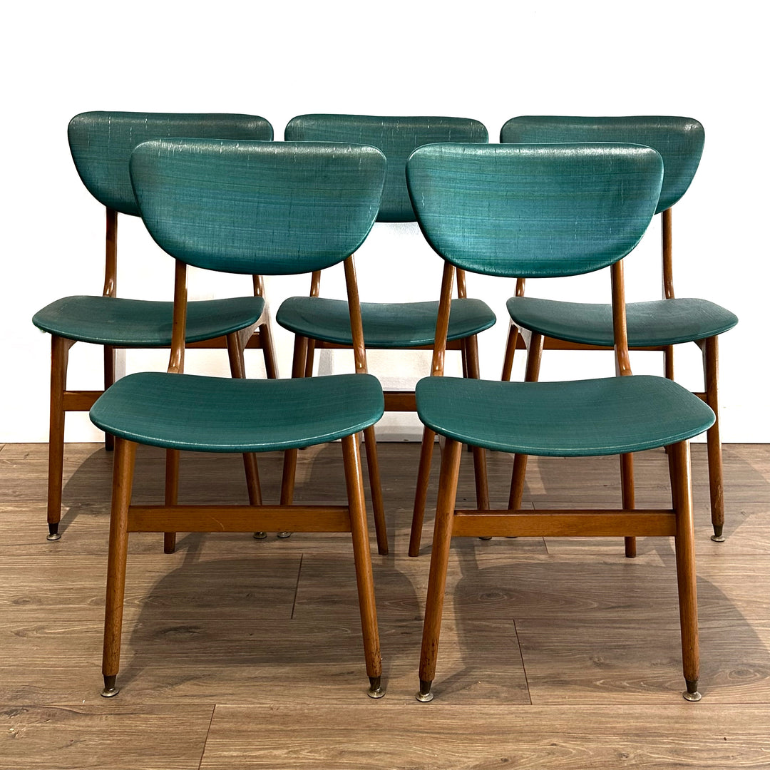 5x Mid Century Teal Dining Chairs by Elite