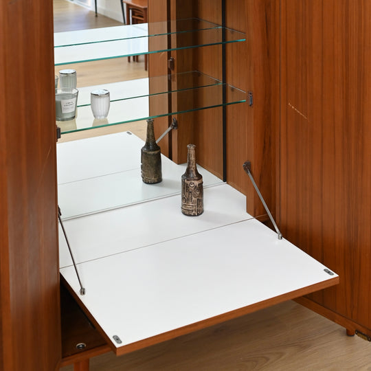 Mid Century Teak Sideboard Credenza Display Bar Cabinet by Chiswell