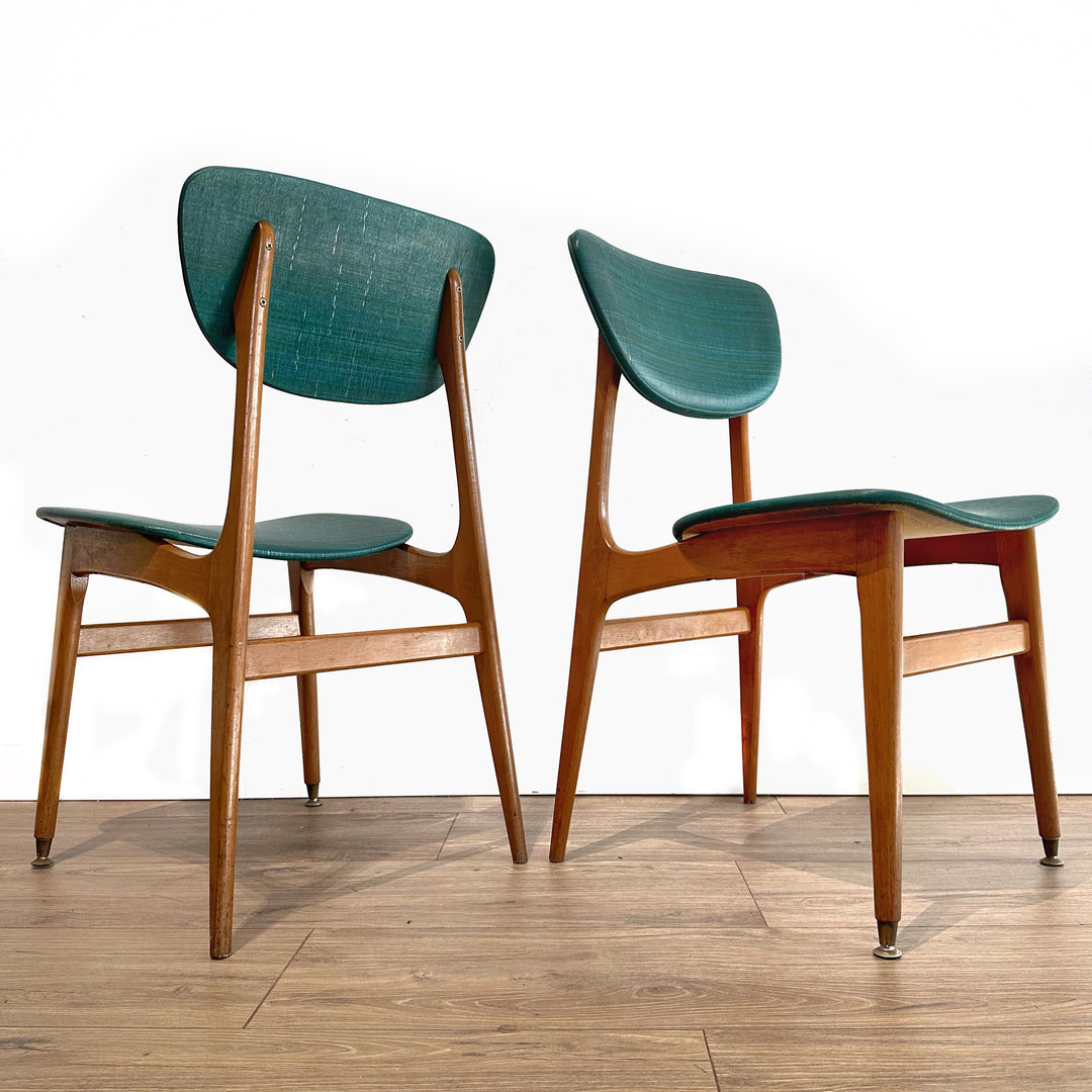 5x Mid Century Teal Dining Chairs by Elite