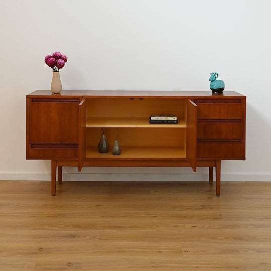 Mid Century Teak Sideboard LP Record Cabinet by Wrightbilt
