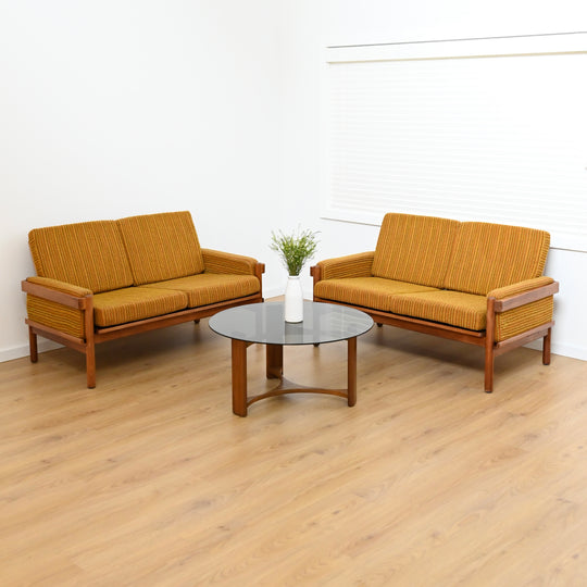 Rare Danish Deluxe "Rifka" Lounge Suite - Blackwood Frames and Original Mustard Upholstery