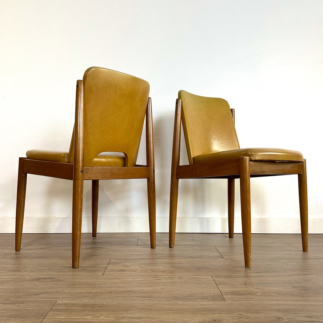 4 x Mid Century Teak and Mustard Vinyl by CRO