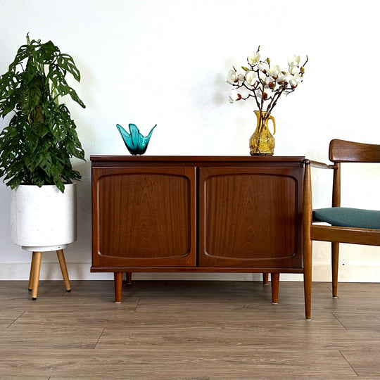 Mid Century Walnut Sideboard LP Record Cabinet by Noblett