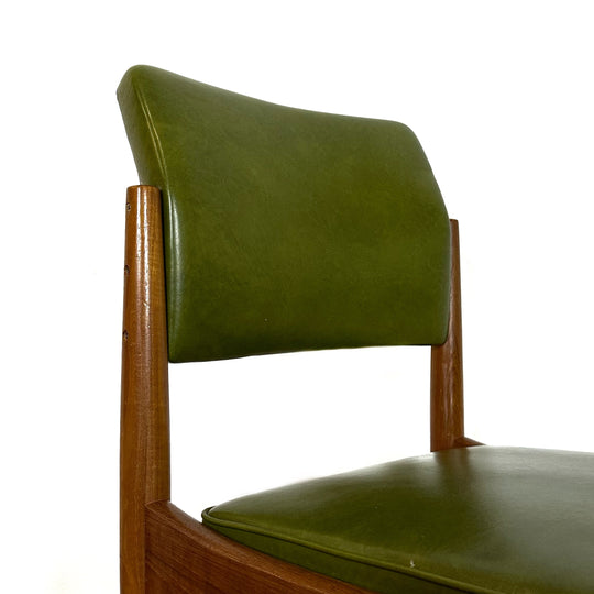 7x Chiswell Green Vinyl Dining Chairs Mid Century