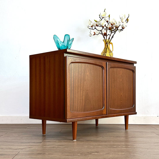 Mid Century Walnut Sideboard LP Record Cabinet by Noblett