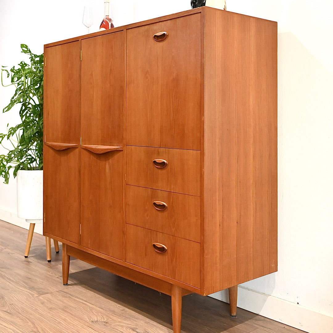 Mid Century Teak Sideboard Buffet Bar Cabinet by Chiswell