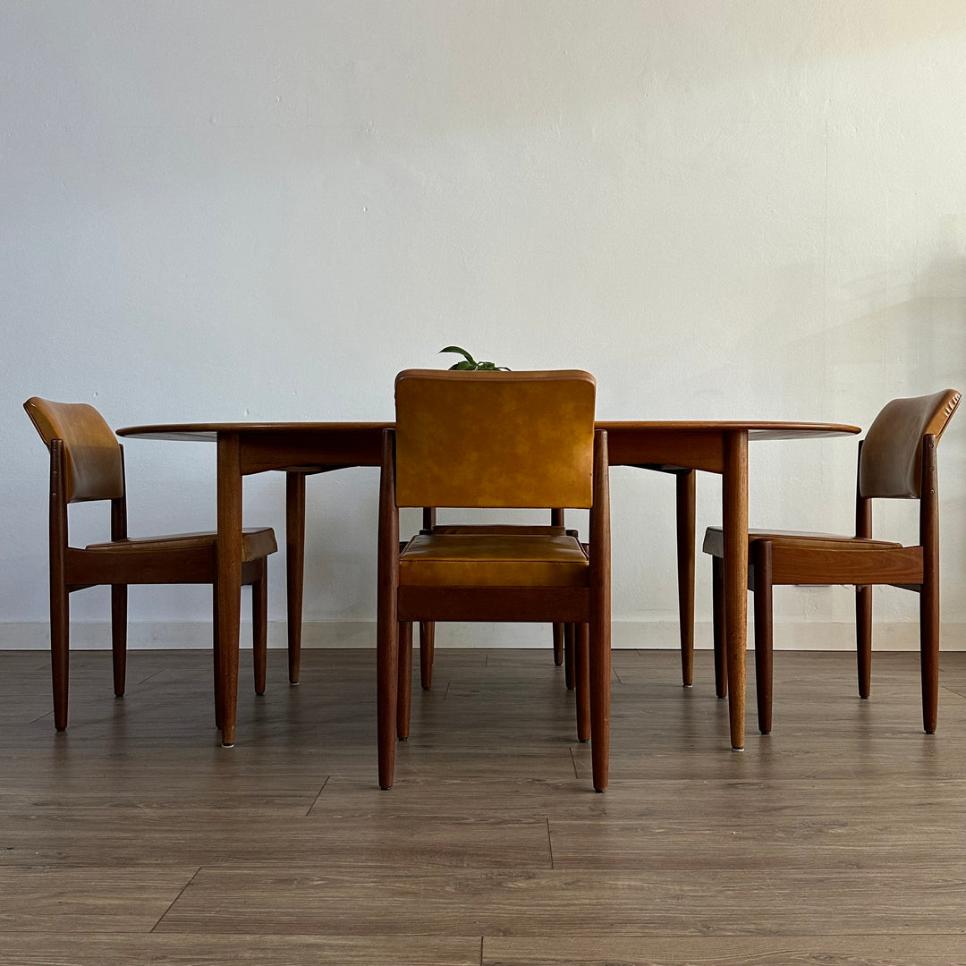 Parker Teak Mid Century Oval Double Extendable Dining Table