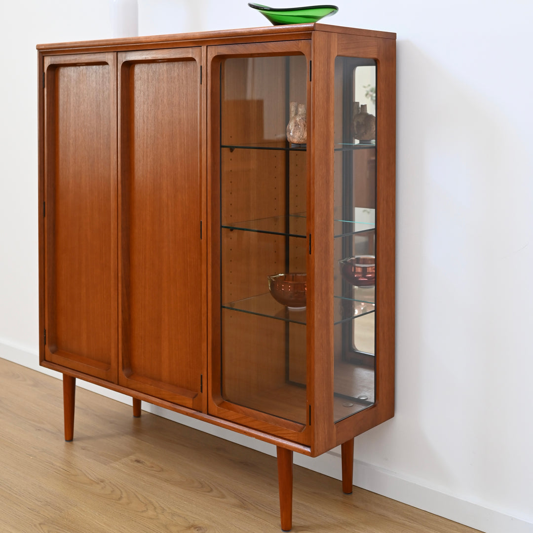 Mid Century Teak Sideboard Credenza Display Bar Cabinet by Chiswell