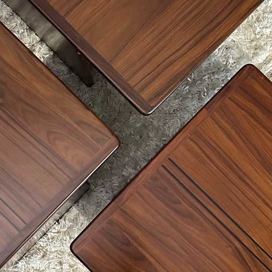 Mid Century Afra and Tobia Scarpa for B&b Italia Rosewood Nesting “Artona” Coffee Tables