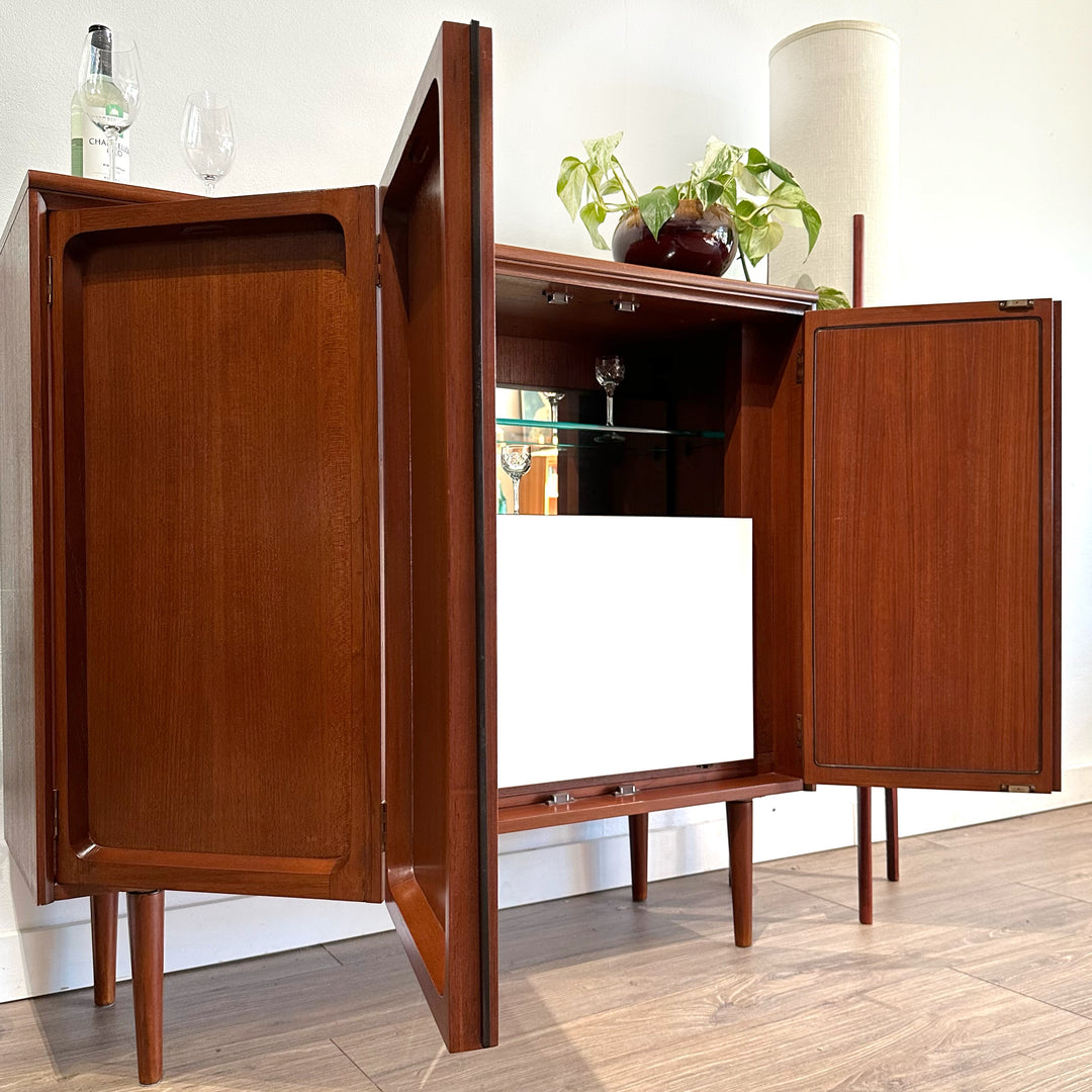 Mid Century Walnut Sideboard Bar Cabinet by Chiswell