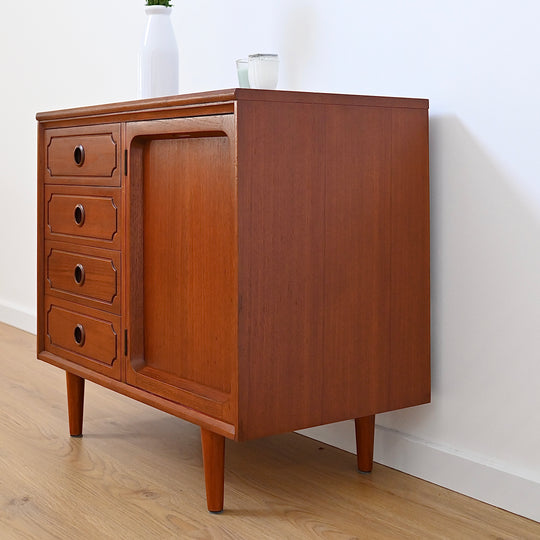 Mid Century Walnut Sideboard LP Record Cabinet with Drawers by Chiswell