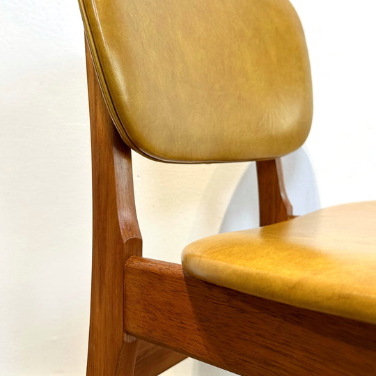 4x Mid Century Teak Mustard Vinyl Dining Chairs by Elite