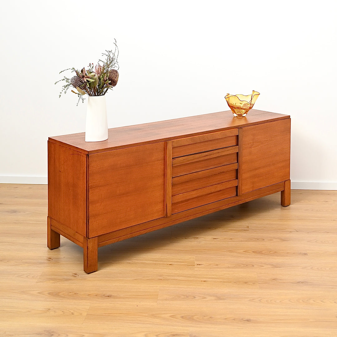Mid Century Teak Sideboard Buffet by Danish De Luxe - Refinished