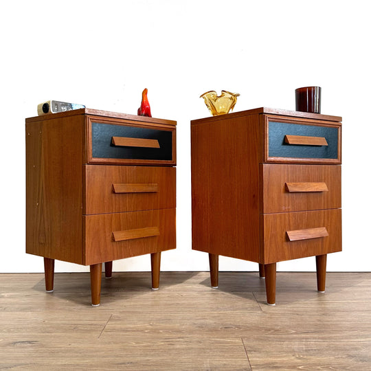 Mid Century Retro Teak Bedside Tables by Macrob