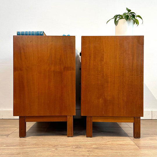 Mid Century Teak Bedside Table Pair by Parker