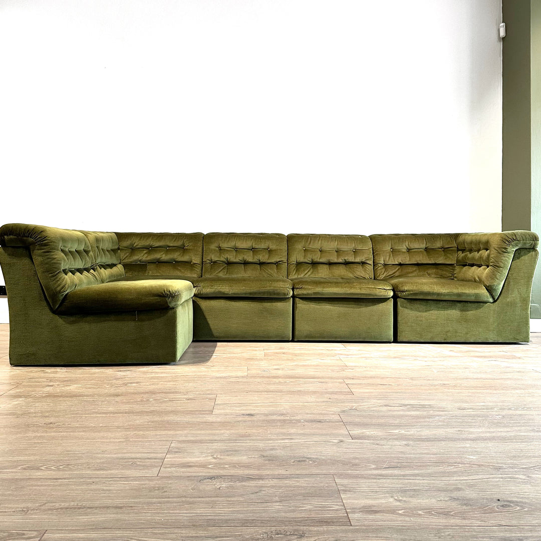 Retro Green Velvet Modular Playpen Sofa Lounge