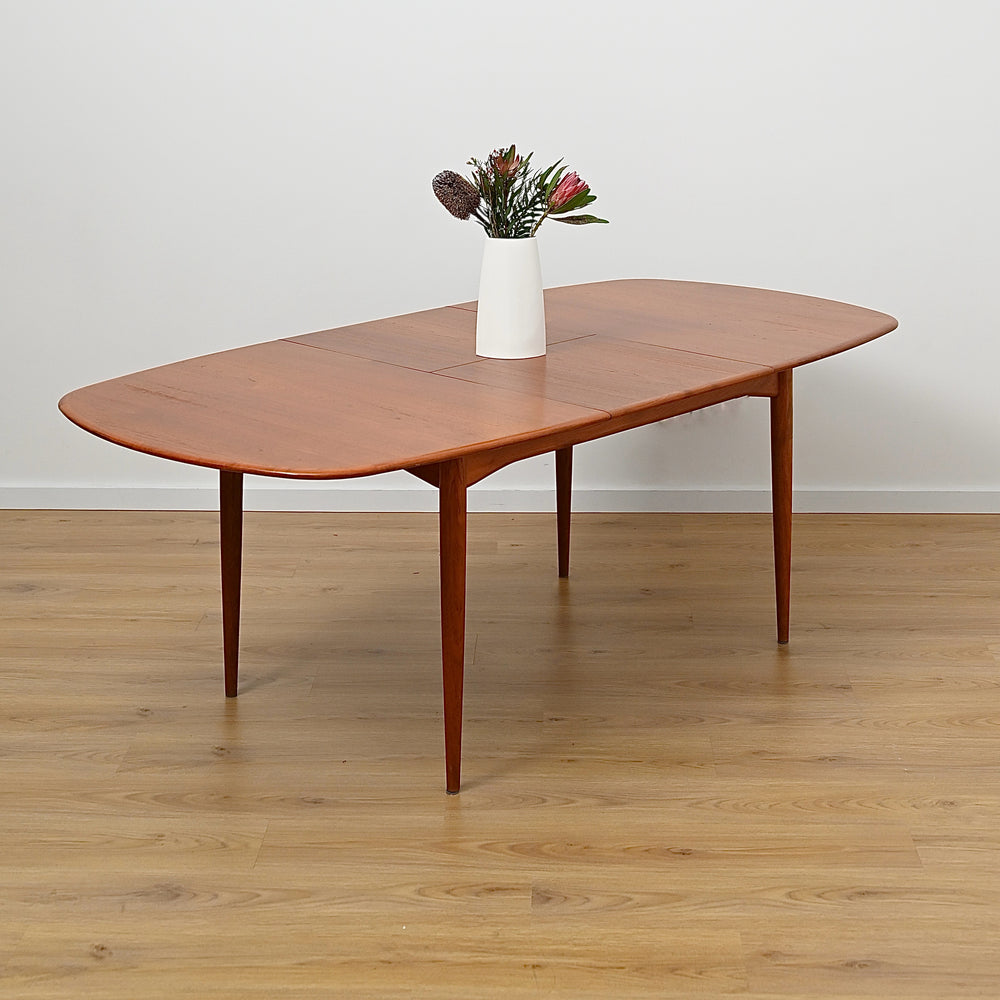 Parker Mid Century Teak Extendable Dining Table D End Elliptical