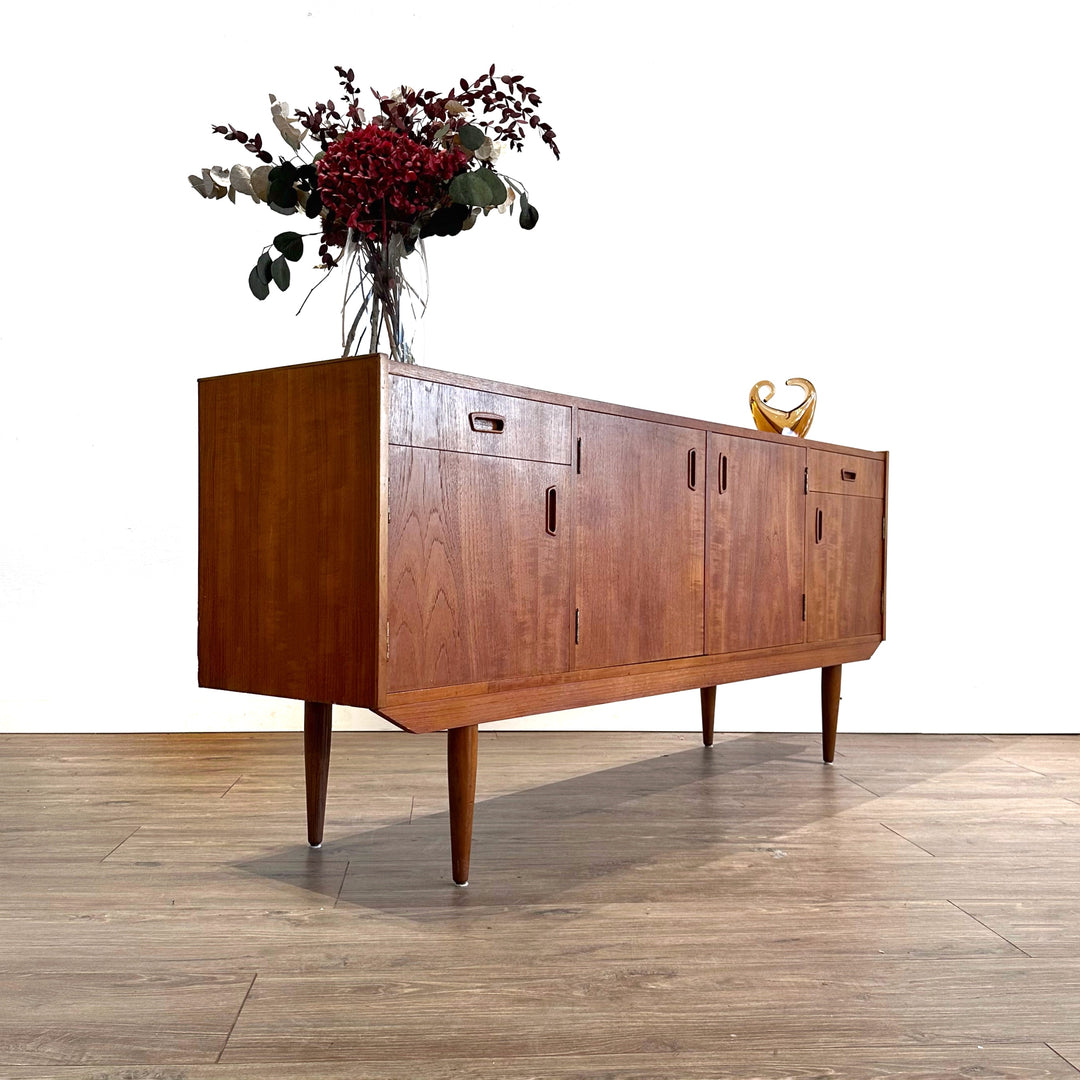 Mid Century Teak Sideboard Record Cabinet by Wrightbilt