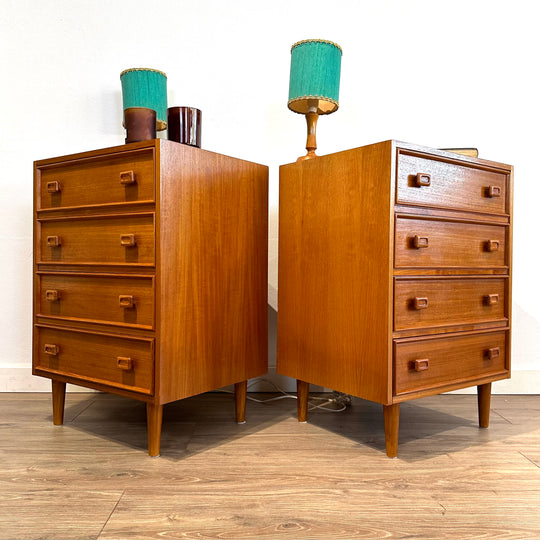 Mid Century Parker Teak Bedside Tables Drawers