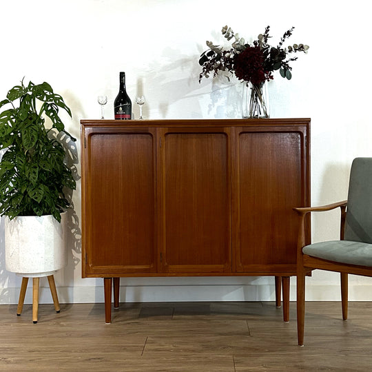 Mid Century Teak Bar Cabinet Sideboard by Chiswell