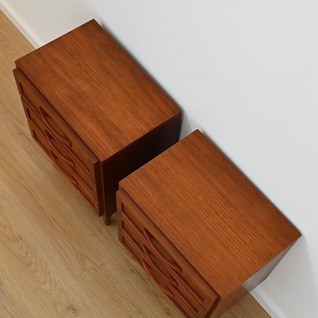 Mid Century Teak Bedside Tables Night stands by Berryman