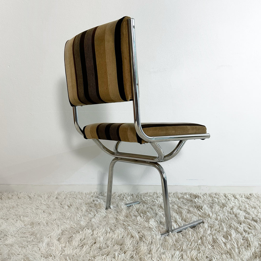 Retro Velvet and Chrome Chairs and Smoked Glass and Chrome Dining Table