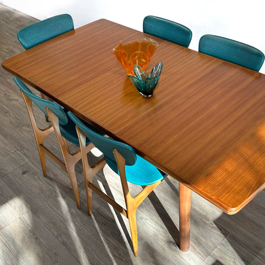 5x Mid Century Teal Dining Chairs by Elite