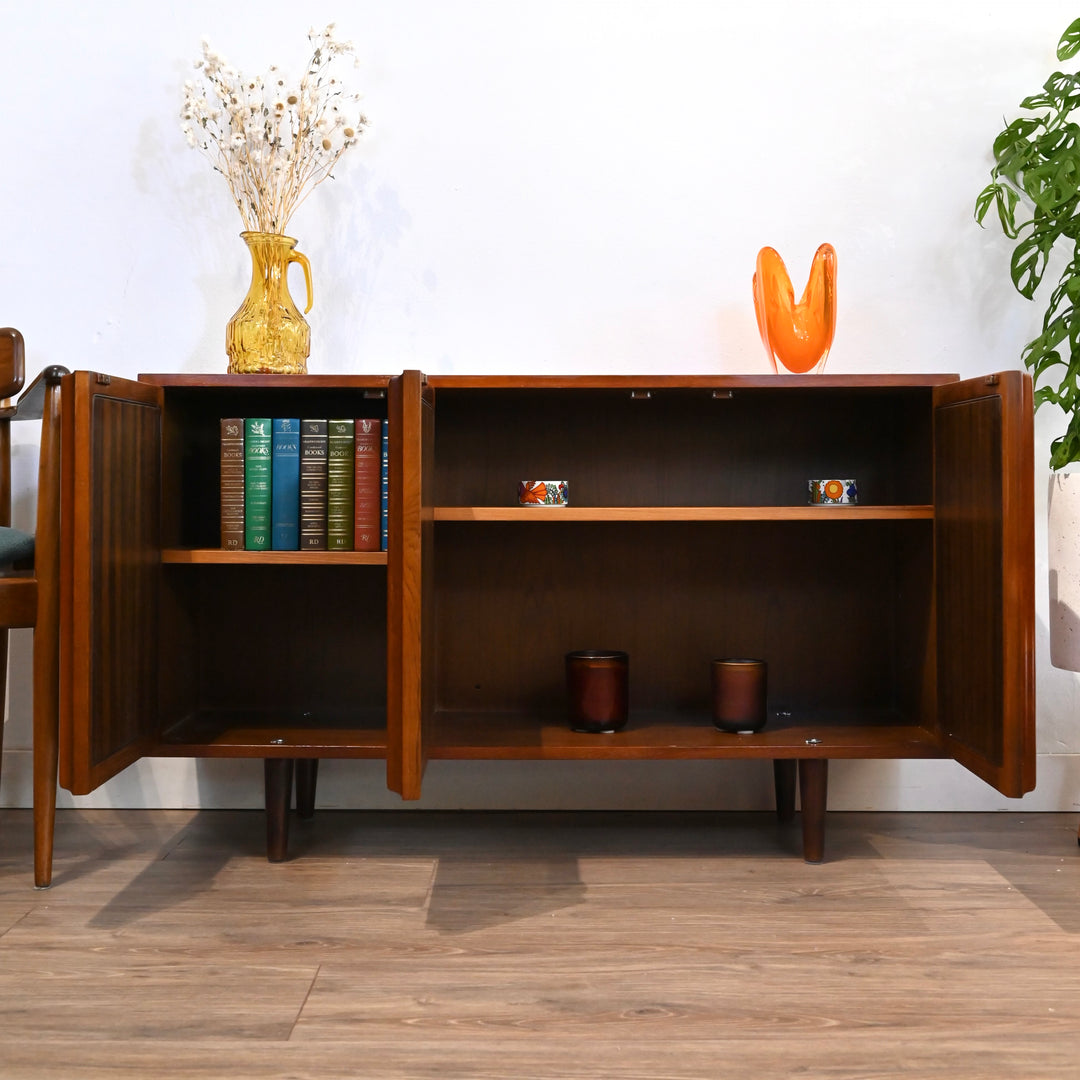 Mid Century Walnut Sideboard LP Record Cabinet by Chiswell