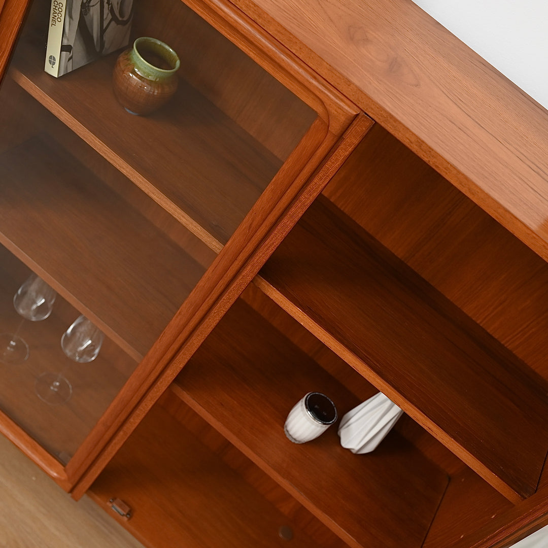 Parker Teak Glass Display Cabinet Sideboard Credenza