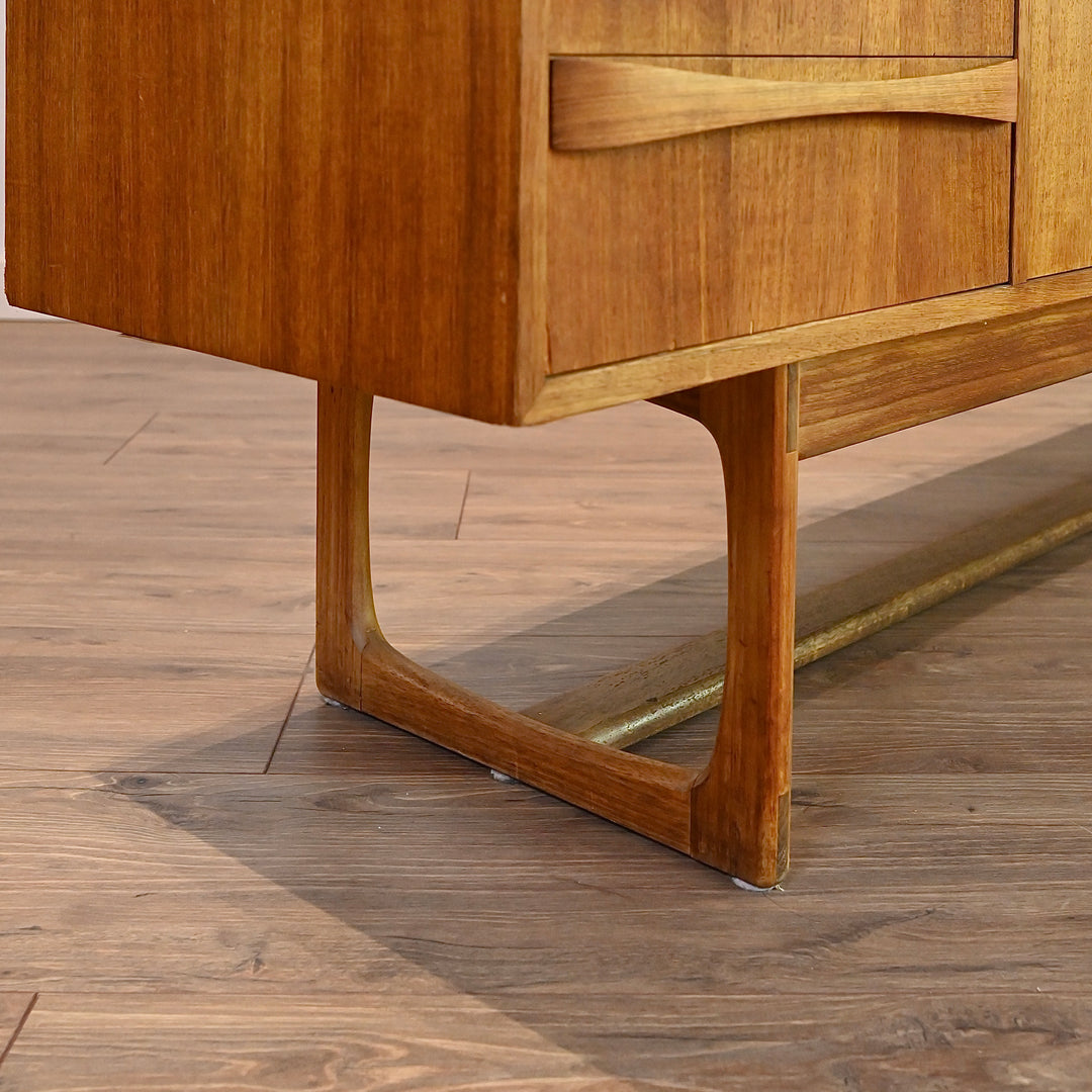 Mid Century Teak Sleigh Leg Sideboard Buffet designed by Gerald Easden for Rodd Furniture