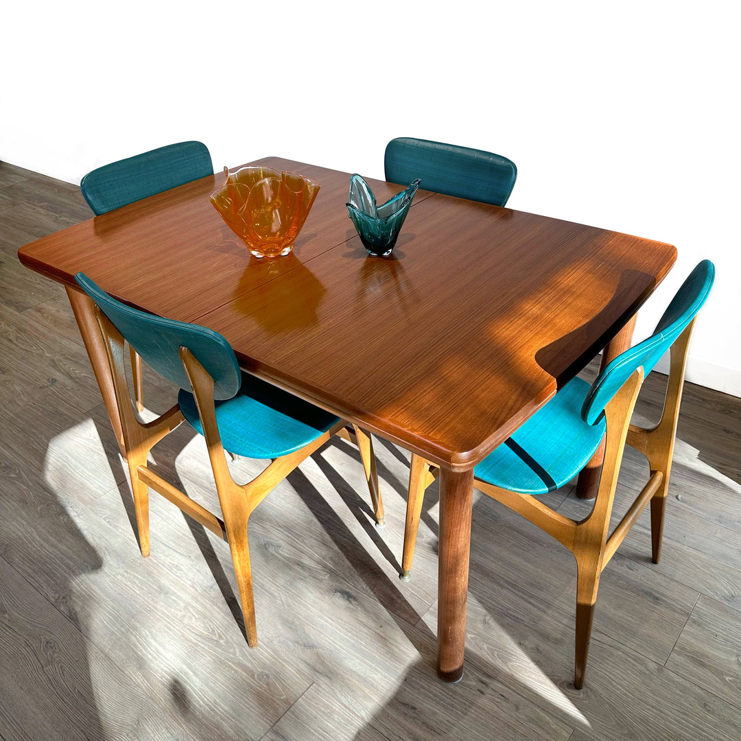 5x Mid Century Teal Dining Chairs by Elite